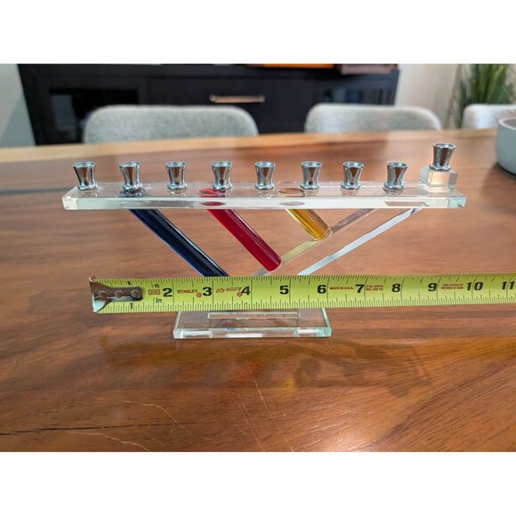 Modernist Abstract Lucite Vintage Menorah Judaica Hanukkah - Picture 5 of 11